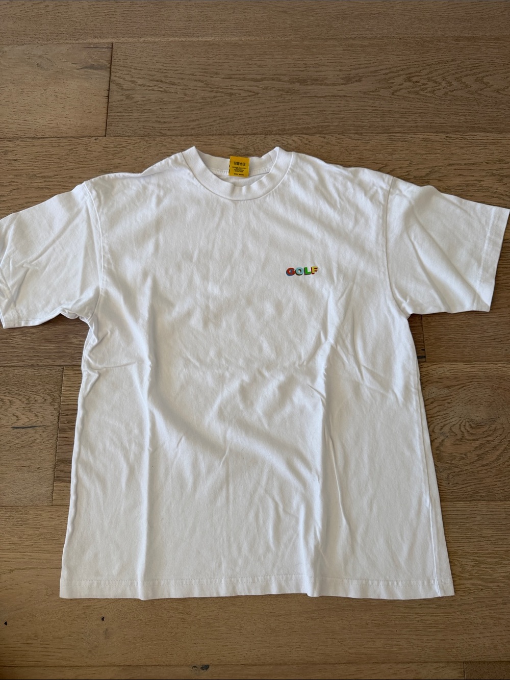 Golf Wang White Tee with Small Multicolor GOLF Logo